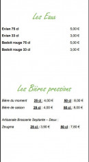 Menu Domaine de l'Epau - Les eaux et  bières pressions