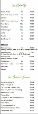 Menu Domaine de l'Epau - Les apéritifs et boissons froides