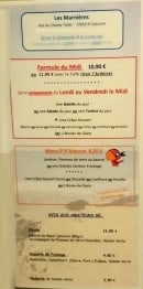 Menu Les Marnières - Formules, menus...