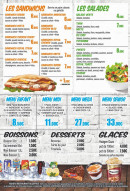 Menu Presto Pizza - Les sandwiches, salades, ...