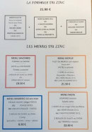 Carte et menu de Brasserie Pizzeria Le Zinc à Bassens — Les formules et menus