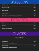 Menu Allo tacos Allo pizza - Boissons, desserts et glaces
