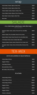 Menu Allo tacos Allo pizza - Wraps, tex mex et salades