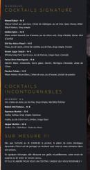Menu Lounge bar M. CHARLES - Les cocktails