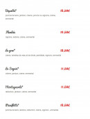 Menu Pizza Chic - Les pizzas crèmes