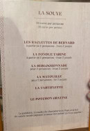 Menu L'Etable des Lys - La carte