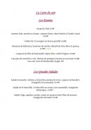 Menu La Taiga - La carte du soir : entrées et salades