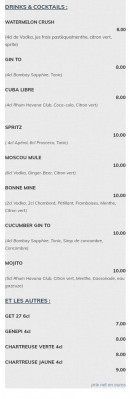 Menu Floe - Cocktails