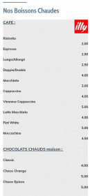Menu Floe - Boissons chauds et chocolats chauds