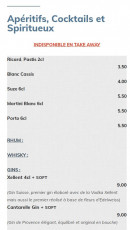 Menu Floe - Apéritifs