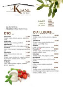 Carte et menu de La Kbane Du Lac à Saint Alban des Hurtieres — La carte