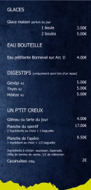 Carte et menu de Chalet La Tuviere Bike Inn à Jarrier — Les glaces, digestifs, ...