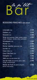 Carte et menu de Chalet La Tuviere Bike Inn à Jarrier — Les boissons fraîches sans alcool