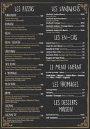 Menu Les Airelles - les pizzas et sandwichs,..