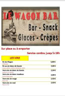 Menu Le Wagon Bar - Les vins