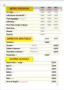 Menu Le Wagon Bar - Les bières, alcools