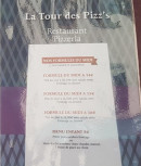 Carte et menu de La Tour Des Pizz's à Le Pont de Beauvoisin — Les formules midi