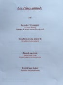 Carte et menu de Le grand bouquetin à Champagny en Vanoise — Les pâtes
