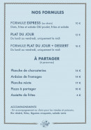 Menu La Frégate - Les formules et à partager