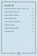 Menu La Frégate - Les desserts