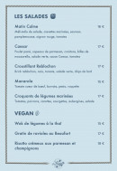 Menu La Frégate - Les salades et vegan