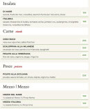 Menu Italoria - Les salades, poissons et viandes, ...