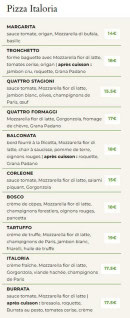 Menu Italoria - Les pizzas italien