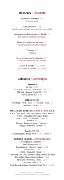 Carte et menu de Club 72 à Saint Martin de Belleville — Desserts et boissons
