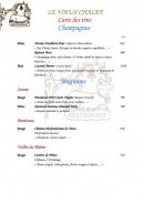 Menu Le Vieux Chalet - Les vins