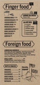 Menu Winter Café - Finger food et foreign food