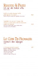 Menu La Cabane - les pates et fromages....