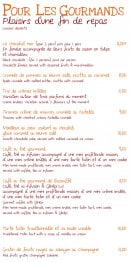 Menu La Cabane - les gourmandes