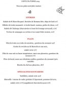 Carte et menu de L'Auberge Fleurie à Notre Dame des Millieres — les entrées et plats