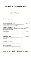 Menu Cuzco - Le déjeuner