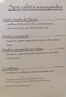 Menu le chalupot - les spécialités