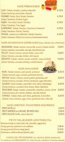 Menu Boston Café - Les frenchies, salades et crêpes sucrées et petit déjeuner