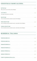 Menu L'Osteria - Les cocktails sans alcool, birreria italiana