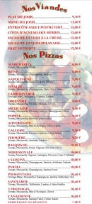 Menu Le Napoli - les viandes et pizzas