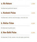 Menu New Delhi - Riz basmati