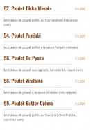 Menu New Delhi - Plats au poulet suite