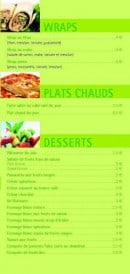 Menu Urban Food - Les warps, les plats chauds et desserts