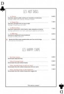 Menu Happy Hours Bar - Les hot dogs et happy chips