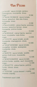 Carte et menu de Le baroté des Alpes à Le Petit Bornand les Glie — Les pizzas