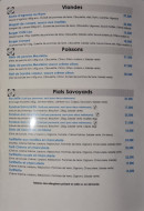 Menu Côté Lac - poissons, viandes et plats