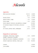 Menu Le Sarde - Les alcools