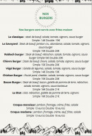 Menu Restaurant Le Marilyn - Les burgers