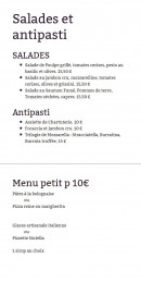 Menu P Com Pizza - Les salades, antipastis et menu