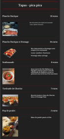 Carte et menu de L'Estrella Sous Salève à Collonges sur Saleve — Les tapas - pica pica