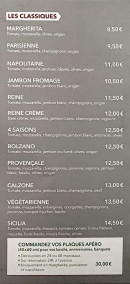 Carte et menu de Bianca Pizza à Saint Julien en Genevois — Les classiques