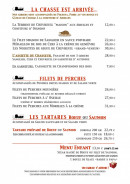 Menu La Diligence - Les viandes, filets de perches, tartares et menu enfant